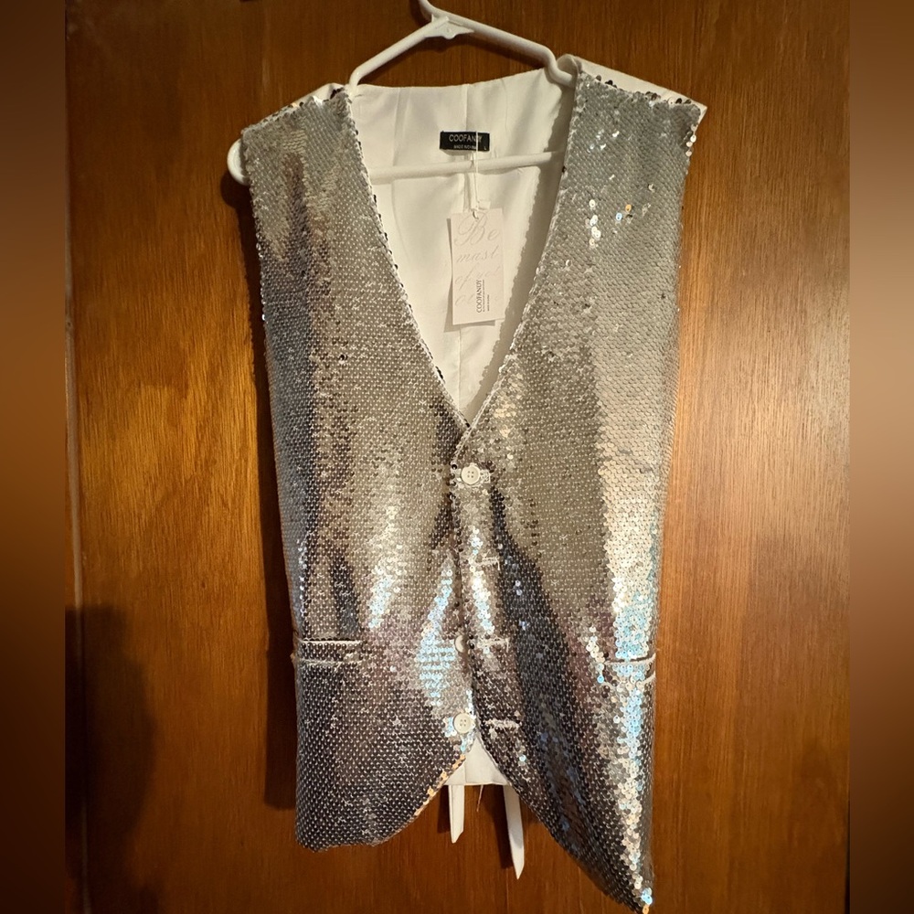 Sequin silver vest